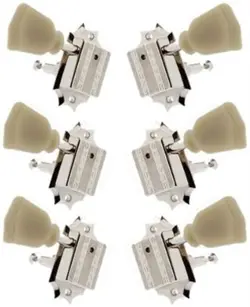 GROVER VINTAGE TUNERS. 'GIBSON DELUXE' STYLE, 3-PER-SIDE, NICKEL