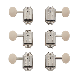 GIBSON DELUXE WHITE BUTTON TUNER SET VINTAGE NICKEL