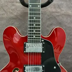 ??ES-335 6 STRING SEMI-HOLLOW ELECTRIC GUITAR CHERRY COLORED METALLIC PAINT