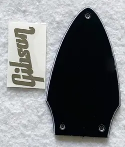 FITS GIBSON FLYING V TRUSS ROD COVER+SILVER  DECAL GUITAR PICKGUARD,3 PLY BLACK