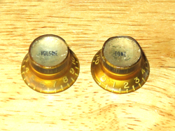 GIBSON 1966 GOLD GOLD REFLECTOR TOP HAT GUITAR CONTROL KNOBS