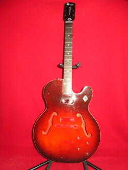 HARMONY 1965 RED BURST H 54 ROCKET THINLINE HOLLOW BODY & NECK