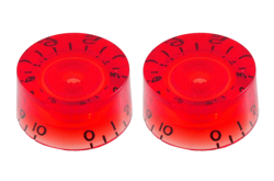 (2) RED 1-10 SPEED KNOBS FOR GIBSON & GUITAR/BASS W/CTS POTS PK-0130-026