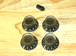 GIBSON 1977 BLACK GOLD REFLECTOR TOP HAT LES PAUL CUSTOM GUITAR CONTROL KNOBS