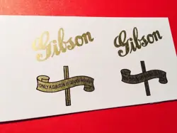 GIBSON '42 AND BANNER VINTAGE WATERSLIDE DECAL METALLIC INKS 2 PER ORDER