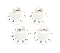 (4) WHITE/SILVER WITCH HAT KNOBS FOR USA GIBSON GUITAR/BASS FITS 6MM CTS POTS