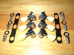 HIPSHOT NICKEL OPEN GEAR GRIP LOCK LOCKING 3X3 TUNERS W/ GREEN KEYS