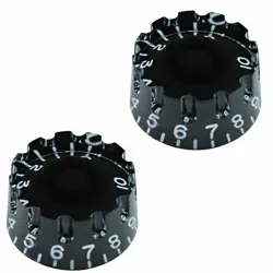 KN-003-002 (2) BLACK NOTCHED EDGE SPEED KNOBS 0-10 FOR GIBSON LES PAUL/EPIPHONE