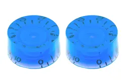 (2) BLUE 1-10 SPEED KNOBS FOR GIBSON & GUITAR/BASS W/CTS POTS PK-0130-027