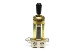 SWITCHCRAFT STRAIGHT 3-WAY TOGGLE SWITCH IN GOLD WITH BLACK KNOB FOR GIBSON