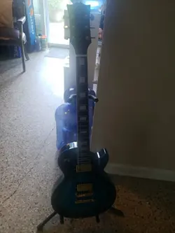 CHIBSON LES PAUL CUSTOM ELECTRIC GUITAR UPGRADES GOLD PICKUPS BLUE TWO TONE