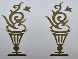 2 GOLD DECAL HEADSTOCK GIBSON FLOWERPOT LOGOS, DIE-CUT VINYL DECAL