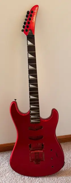 80S EPIPHONE BY GIBSON S-600 KB /MR SUPER STRAT CHERRY RED HUSK HARDWARE KOREA