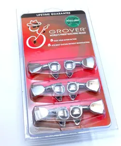 GROVER CHROME KEYSTONE ROTO-GRIP LOCKING GUITAR TUNERS FOR GIBSON LP/SG 502CK