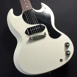 GIBSON CUSTOM SHOP MURPHY LAB 1963 SG JUNIOR POLARIS WHITE LIGHTNING BAR ULTRA