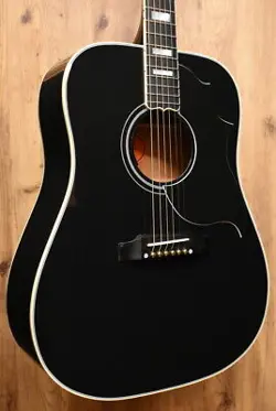 GIBSON HUMMINGBIRD CUSTOM EBONY  20644017  EBONY BLACK   WITH TRIAL VIDEO