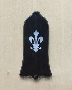 MOTHER OF PEARL FLEUR DE LIS INLAID EBONY TRUSS ROD COVER FOR GIBSON GUITARS