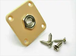 CREAM SQUARE CURVED JACK PLATE FOR GIBSON® W/ SWITCHCRAFT JACK & CHOKE UP NUT