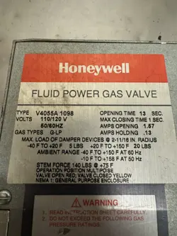 HONEYWELL V4055A 1098 FLUID POWER GAS VALVE