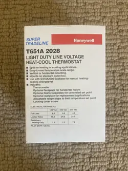NEW VINTAGE HONEYWELL T651A2028 LIGHT DUTY LINE VOLTAGE HEAT-COOL THERMOSTAT