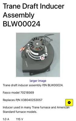 BLW00024 TRANE OEM INDUCED DRAFT BLOWER