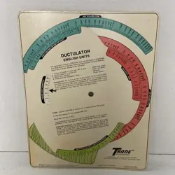 VINTAGE 1976 TRANE DUCTULATOR DUCT SIZING CALCULATOR SLIDE CHART GRAPH