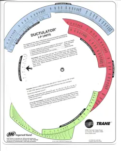2010 TRANE DUCTULATOR DUCT SIZING CALCULATOR SLIDE CHART GRAPH W/SLEEVE IP & SI