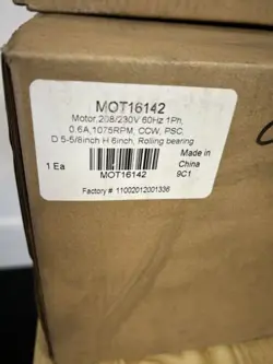 🆕 TRANE MOT16142 MOTOR, 280/230V 60HZ, 1PH, 0.6A, 1075RPM, CCW, PSC, D 5-5/8