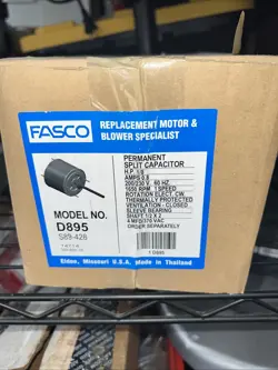 FASCO D895 CONDENSER FAN MOTOR, 1/8 HP, OEM REPLACEMENT BRAND: TRANE