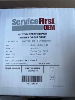 TRANE - 1/2 HP, 277V SIZE 5 FRAME MOTOR, MOT18979 (NEW)