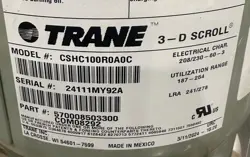 10 TON R-22 208/230/3 TRANE COMPRESSOR CSHC-100R-0A0C # COM-8292 COM08292