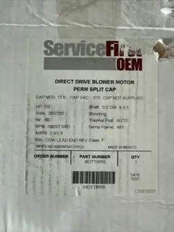 MOT18955 BRAND NEW OEM TRANE 1/3HP 200-230V 1080RPM 48 K55HXAFA-4127