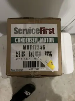 TRANE MOT17346, 200/230V, SINGLE PHASE, 1/6-1/5HP, 850RPM