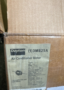 DAYTON AIR CONDITIONER MOTOR 3/4HP, 208-230V, 3M825/3M825A TRANE MOT6291- NOS