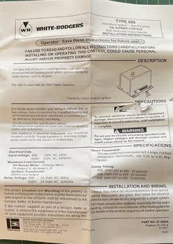 WHITE-RODGERS 668-401, OIL PRIMARY CONTROL NEW TRANE CNT289 HONEYWELL R8184G4009