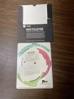 DUCTULATOR DUCT SIZING ROTATING CALCULATING DEVISE ,BOTH ENGLISH & METRIC -1976