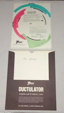 1976 TRANE DUCTULATOR DUCT SIZING ROTATING CALCULATING METRIC AND ENGLISH