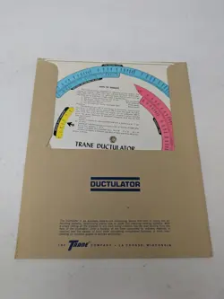 VINTAGE 1967 TRANE DUCTULATOR DUCT SIZING CALCULATOR SLIDE CHART GRAPH IN SLEEVE