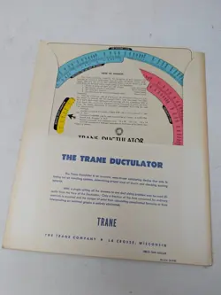 VINTAGE 1966 TRANE DUCTULATOR DUCT SIZING CALCULATOR SLIDE CHART GRAPH IN SLEEVE
