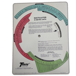 1976 DUCTULATOR DUCT SIZING CALCULATOR FORM D100-10176 TRANE AIR CONDITIONING