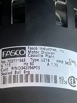 FASCO TRANE DRAFT INDUCER MOTOR ASSEMBLY 702111543 D342094P03 7021-111543 C3
