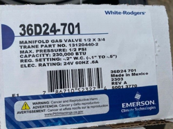 WHITE RODGERS, TRANE 36D24-701, VAL08852, 13120440-2, OEM MANIFOLD GAS VALVE