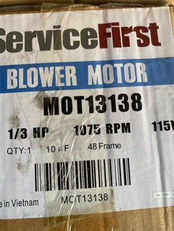 TRANE MOT13138 1/3HP 115V 1075RPM 48 PSC MOTOR (NEW)