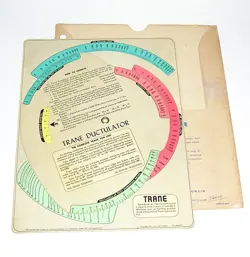 VINTAGE THE TRANE DUCTULATOR HVAC DUCT CALCULATOR, 1950'S, USED