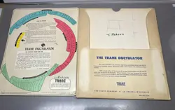 VINTAGE 1950 TRANE DUCTULATOR DUCT SIZING CALCULATOR SLIDE CHART GRAPH IN SLEEVE