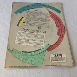 1950 VINTAGE TRANE DUCTULATOR DUCT SIZING CALCULATOR SLIDE CHART GRAPH