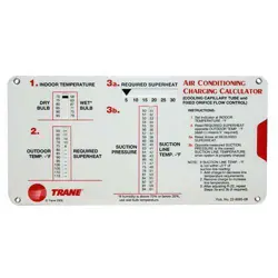 TRANE R 22 R22 SUPERHEAT SUBCOOLING HVAC CALCULATOR CHARGING CHART