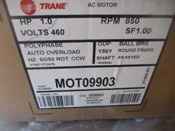 460V TRANE CONDENSER FAN MOTOR W/PLUG 1HP 850RPM 56 MOT09903 CENTURY 7-193590