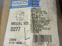 FASCO D277  ELECTRIC MOTOR 1/10 HP 277 V  3 SPEED PART# 7186-0027