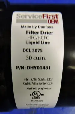 NEW TRANE OEM SERVICE FIRST DHY01481 / DANFOSS DCL 307S LIQUID LINE FILTER DRIER